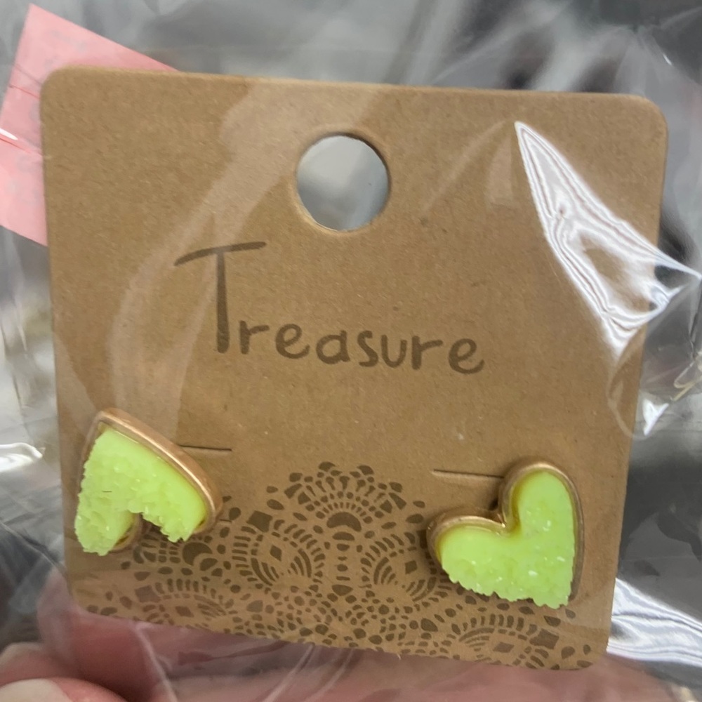 Neon heart stud earrings